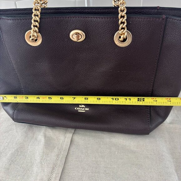 Coach Turnlock Chain Tote - Pebbled Leather - Eggplant/Dark Mauve - Picture 11 of 11